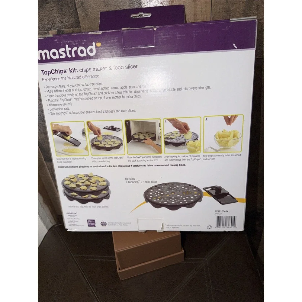 Mastrad TopChips Kit Microwave Potato Fruit Chips Maker & Food Slicer Set NIB